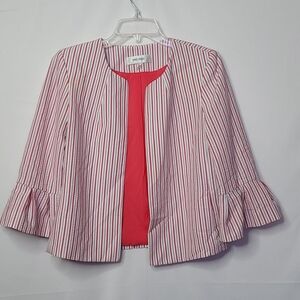 NWOT Jones Studio strip bell ruffle sleeve blazer